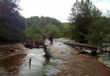 Под Череповцом вода полностью затопила мост у поселка Мякса (ФОТО)