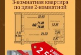 Акция от ЖК «Белозерский»: трехкомнатная квартира по цене двухкомнатной и лоджия в подарок!