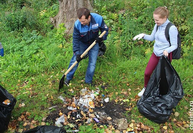 Берег Шексны очистили от мусора добровольцы в Череповце