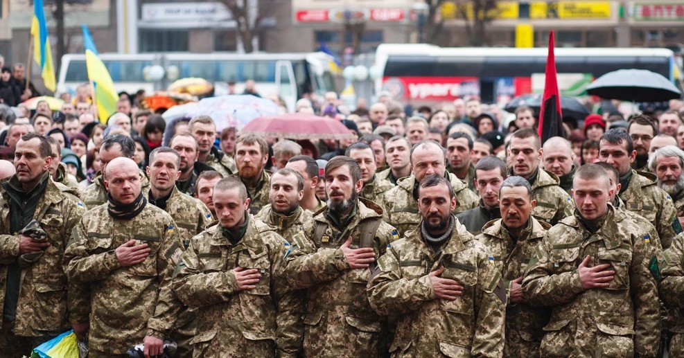 Бойцы 128-й бригады, вернувшиеся из зоны АТО на ротацию, Ивано-Франковск
