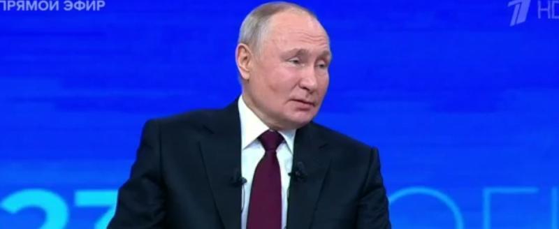 Принтскрин прямого эфира с президентом России Владимиром Путиным
