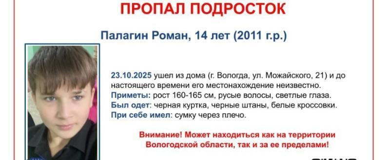 В Вологде уже неделю ищут пропавшего подростка