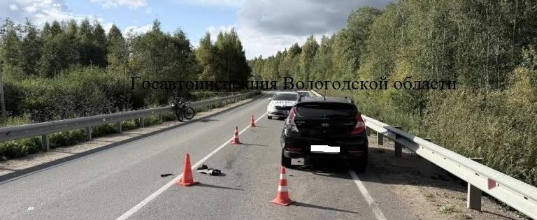 В Череповецком округе пьяный мотоциклист врезался в иномарку