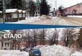 Возмущенные вологжане: «Магистраль» не вывозит снег с улиц, а заваливает грязными сугробами центр Вологды (ФОТО)