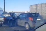 В Вологде ДТП на Ленинградском мосту: внедорожник поперек полос 