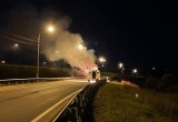 Вспыхнувшая на трассе «Вологда-Новая Ладога» скорая помощь полностью сгорела 