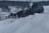 В Вологодской области на региональной трассе перевернулся лесовоз: причину  ДТП не афишируют