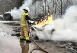 Грузовик со льном вспыхнул на трассе в Вологодской области